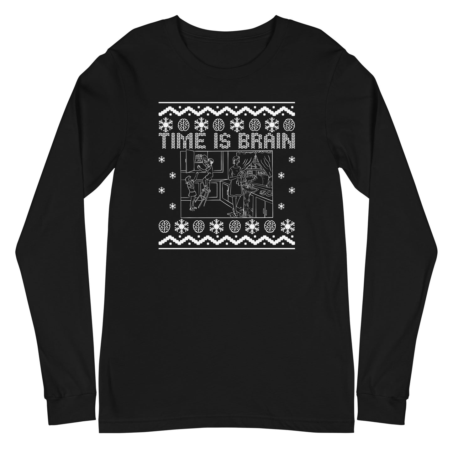Time Is Brain Classic Ugly Christmas Long Sleeve Tee