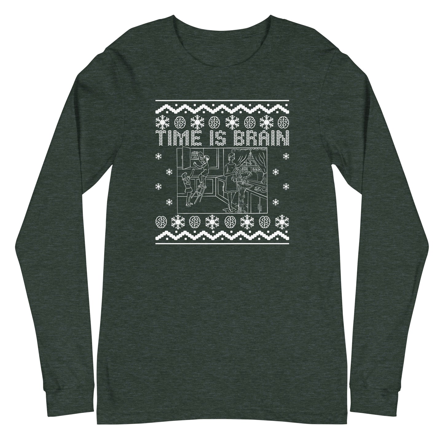 Time Is Brain Classic Ugly Christmas Long Sleeve Tee