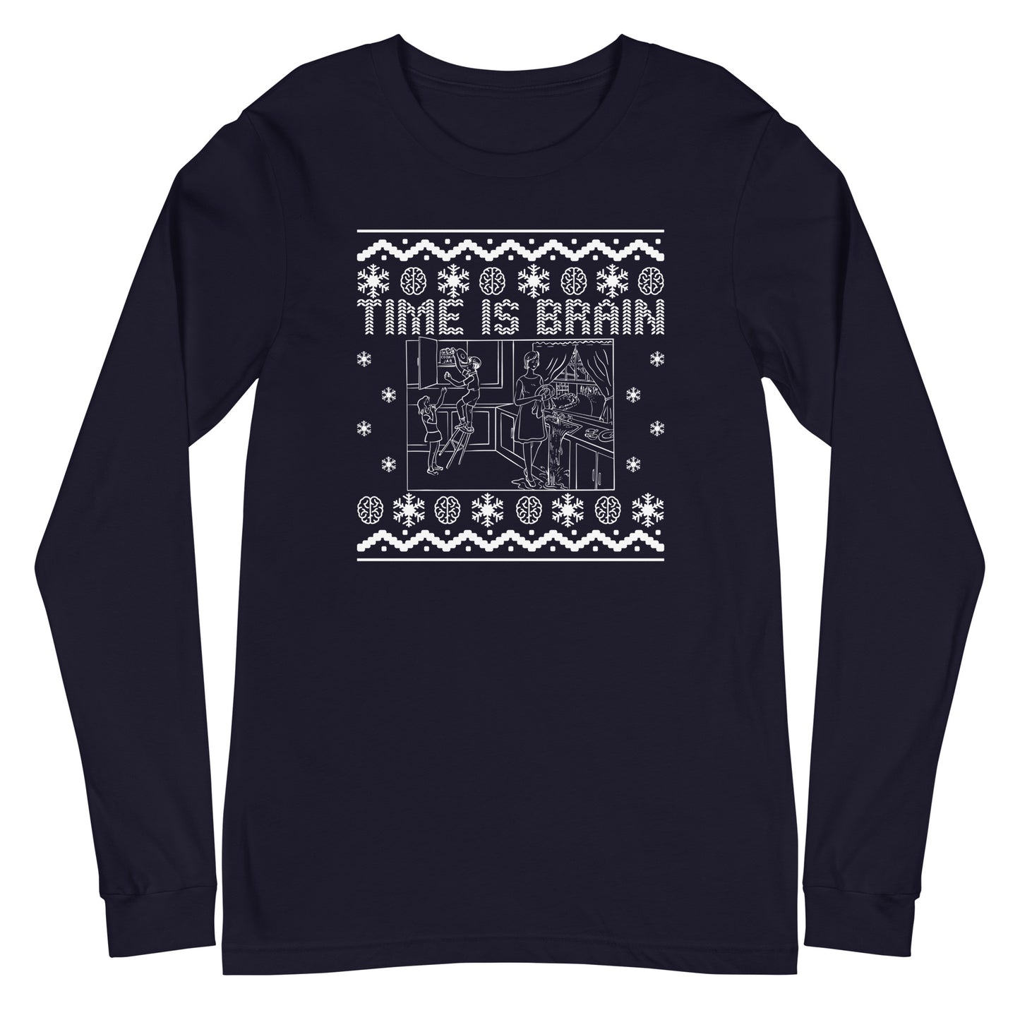 Time Is Brain Classic Ugly Christmas Long Sleeve Tee
