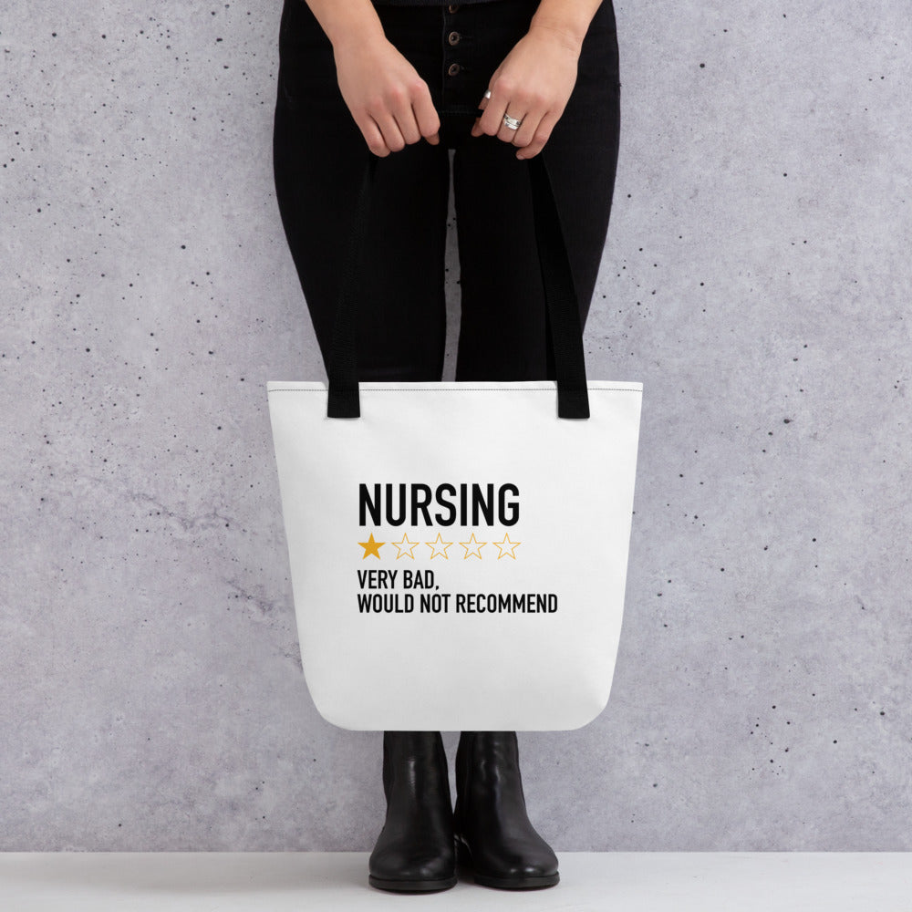 Nursing very bad, would not recommend Tote bag
