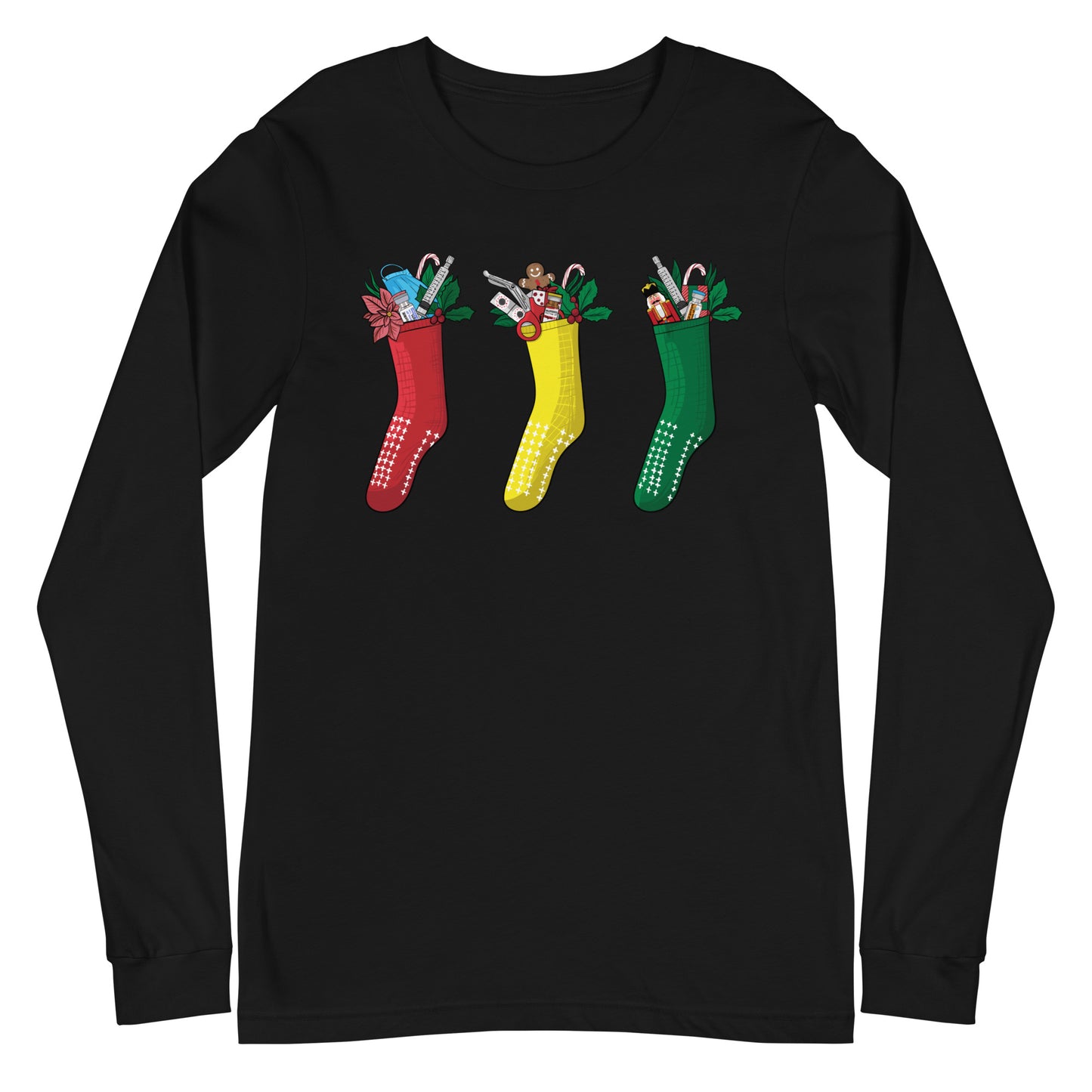 Grippy Christmas Stockings Long Sleeve Tee