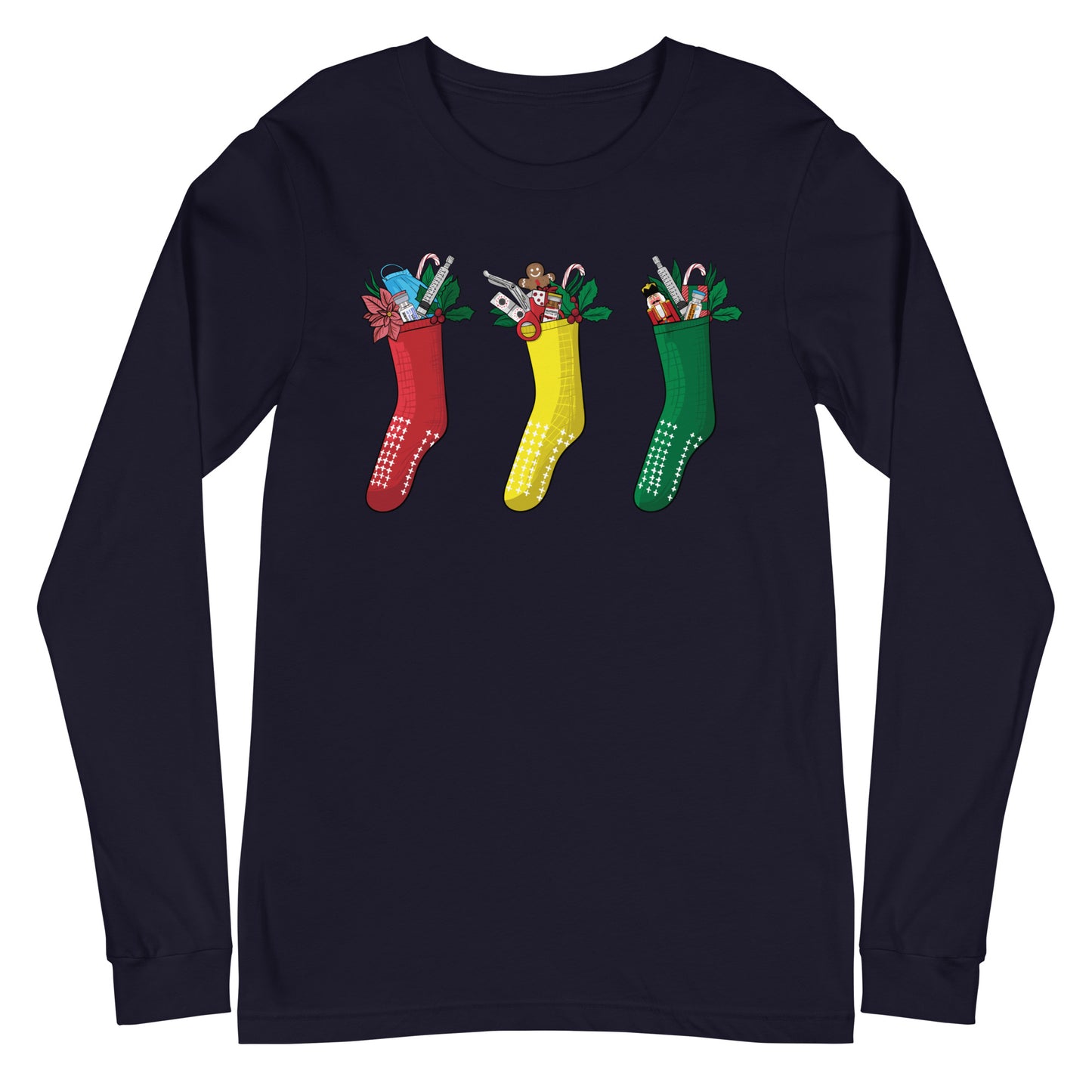 Grippy Christmas Stockings Long Sleeve Tee