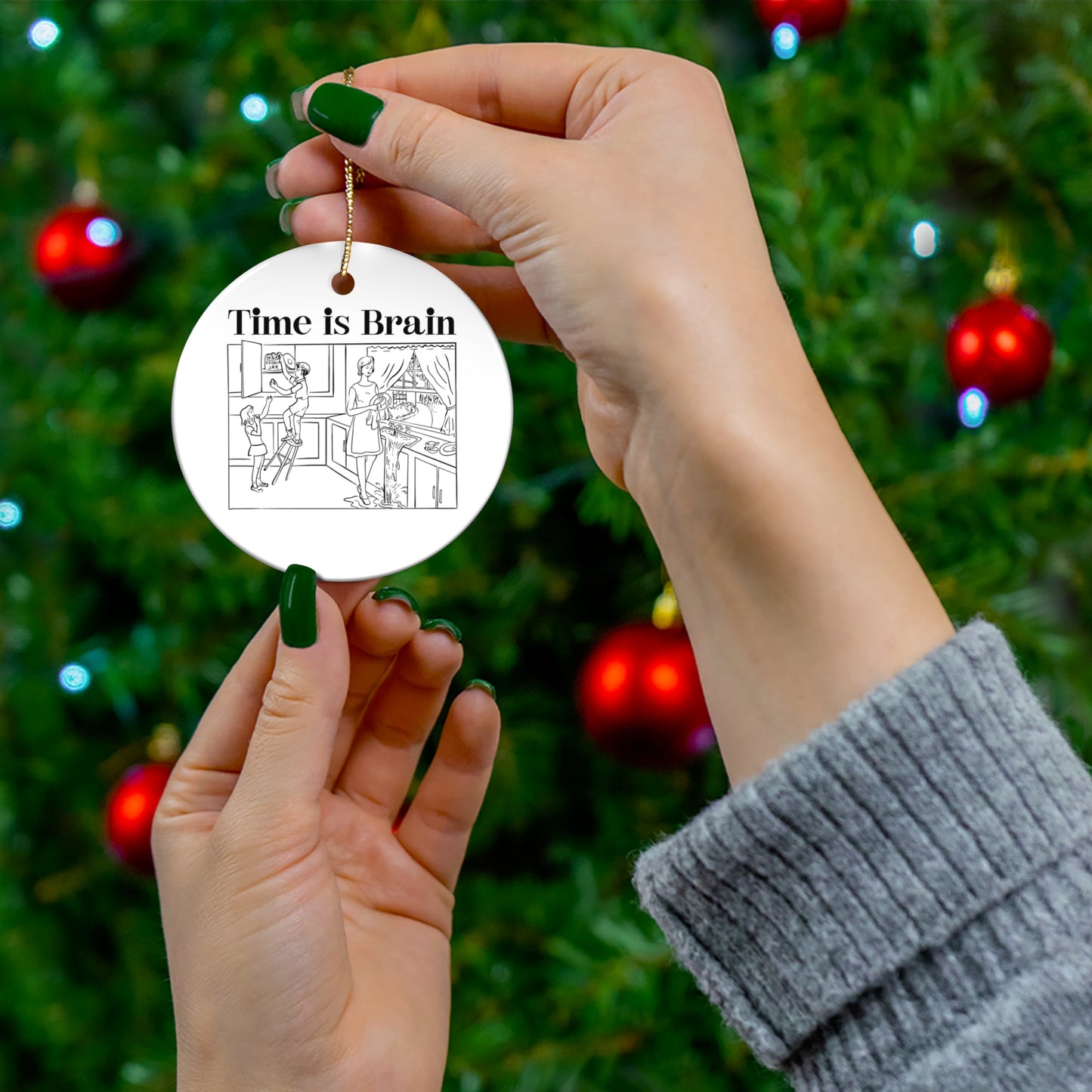 Time Is Brain Classic Christmas Tree Ornament