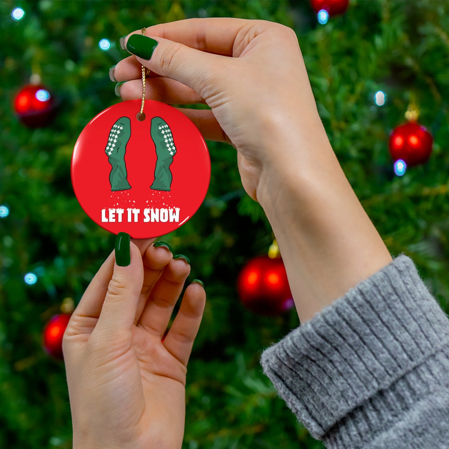 Let It Snow Granny Glitter Christmas Tree Ornament