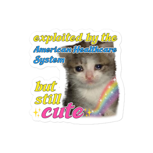 Exploited by the American Healthcare System Cat Sticker