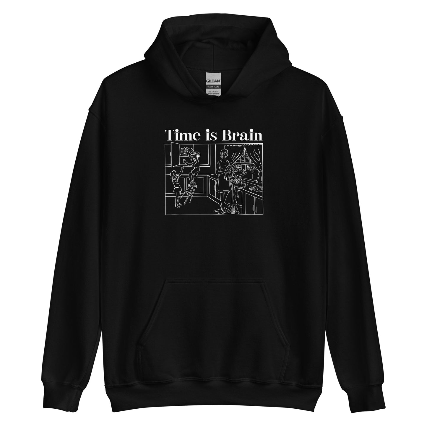 Time is Brain all black Hoodie