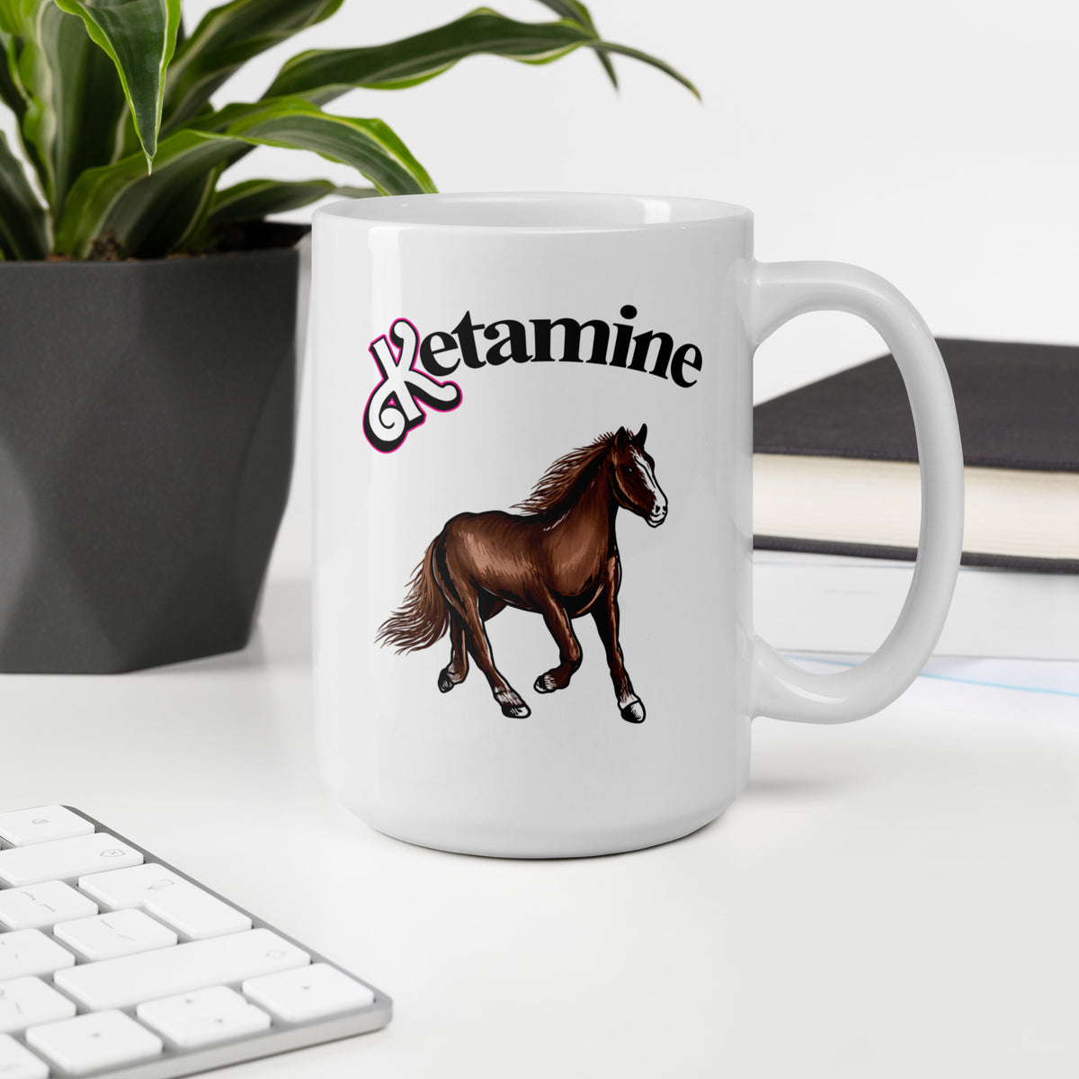 Ketamine Horse Mug Code Blue Memes   White Glossy Mug White 15oz Office Environment 64e181e17b84f 1200x1200 